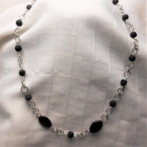 No1000 Handmade necklace & earrings with polished stones & antique silver rings